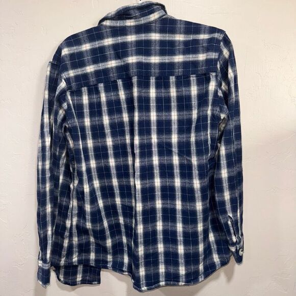 Japna Plaid Collection Size Medium Blue Plaid Heavy weight 100% Cotton Button Up - Picture 4 of 6